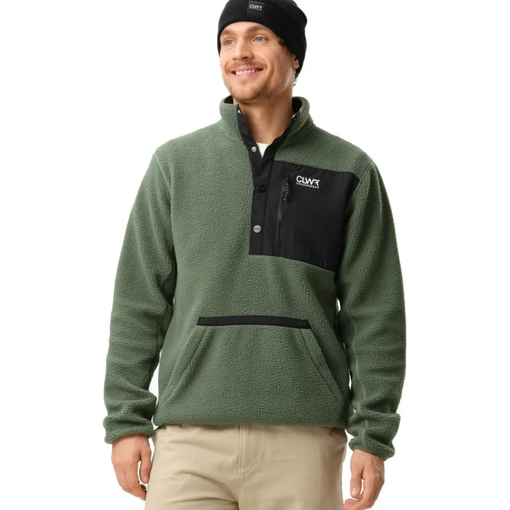 Ski Truien|Wintersport-ColourWear Snap Pile sweater heren dark sage