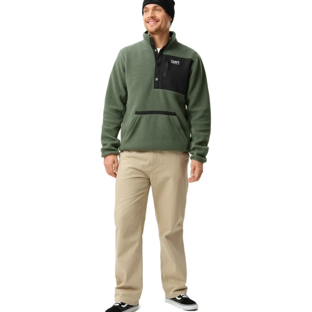 Ski Truien|Wintersport-ColourWear Snap Pile sweater heren dark sage