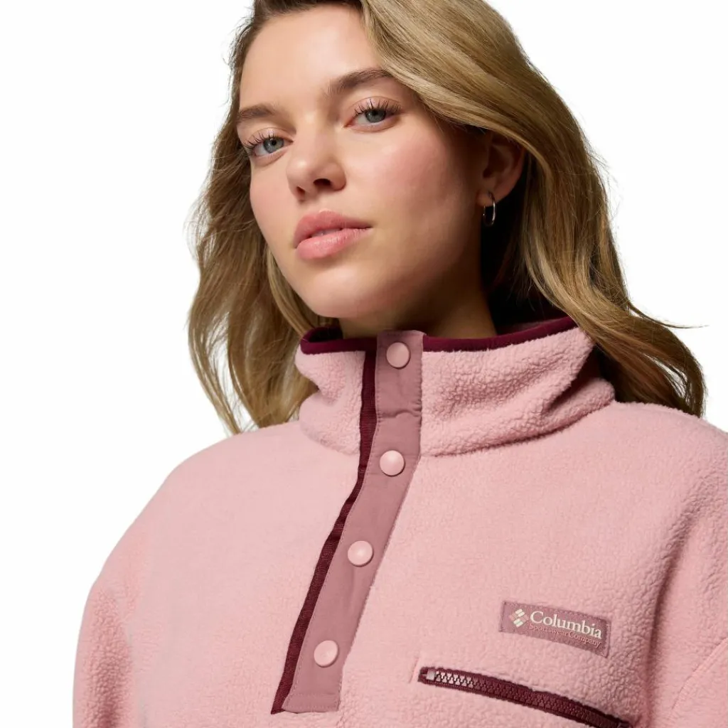 Columbia Helvetia II Cropped Half Snap sweater dames eraser pink fig rich wine< Outdoor Trui