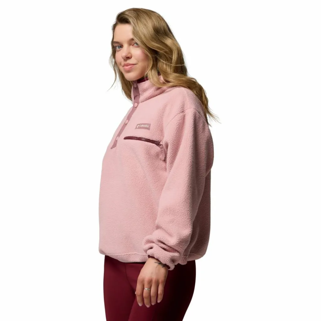 Columbia Helvetia II Cropped Half Snap sweater dames eraser pink fig rich wine< Outdoor Trui