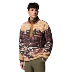 Outdoor Trui-Columbia Helvetia II Printed Half Snap sweater heren camel brown