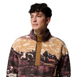 Outdoor Trui-Columbia Helvetia II Printed Half Snap sweater heren camel brown