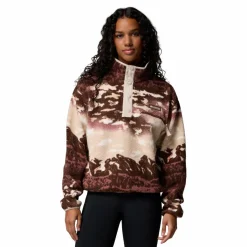 Outdoor Trui-Columbia Helvetia II Printed Cropped Half Snap sweater dames tobacco sisters dark stone
