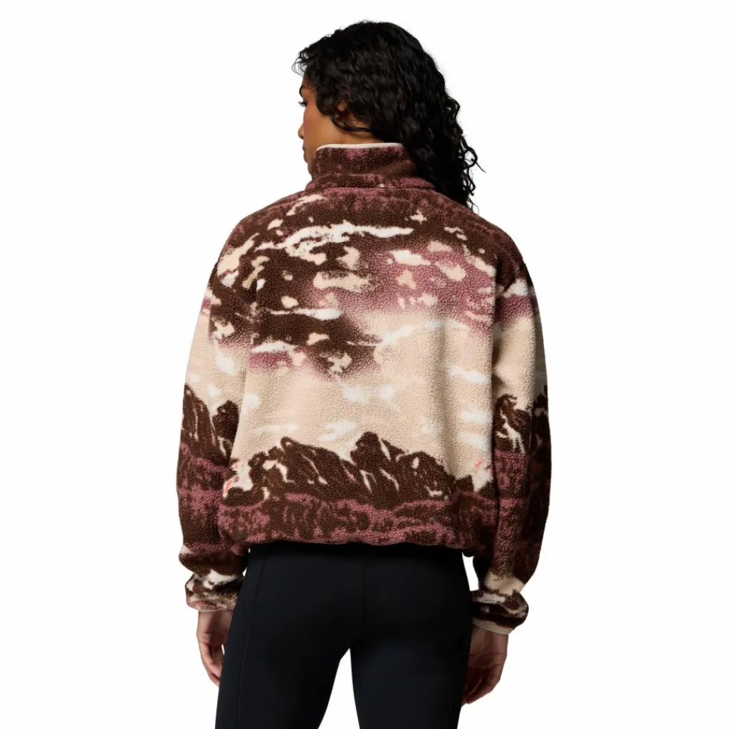 Outdoor Trui-Columbia Helvetia II Printed Cropped Half Snap sweater dames tobacco sisters dark stone