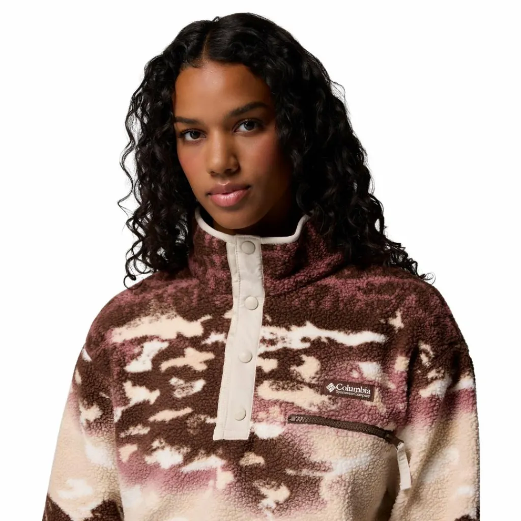 Outdoor Trui-Columbia Helvetia II Printed Cropped Half Snap sweater dames tobacco sisters dark stone