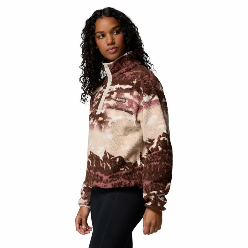 Outdoor Trui-Columbia Helvetia II Printed Cropped Half Snap sweater dames tobacco sisters dark stone