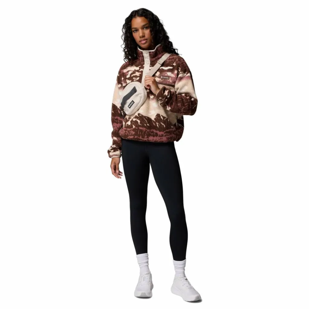 Outdoor Trui-Columbia Helvetia II Printed Cropped Half Snap sweater dames tobacco sisters dark stone