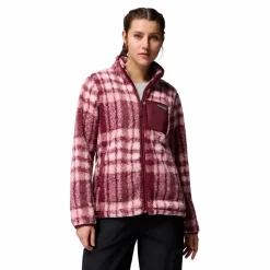 Columbia West Bend Print fleece vest dames rich wine herringplaid< Fleece Vest