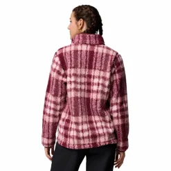Columbia West Bend Print fleece vest dames rich wine herringplaid< Fleece Vest