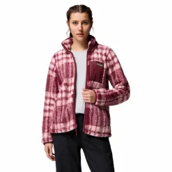 Columbia West Bend Print fleece vest dames rich wine herringplaid< Fleece Vest