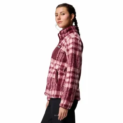 Columbia West Bend Print fleece vest dames rich wine herringplaid< Fleece Vest