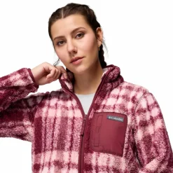 Columbia West Bend Print fleece vest dames rich wine herringplaid< Fleece Vest