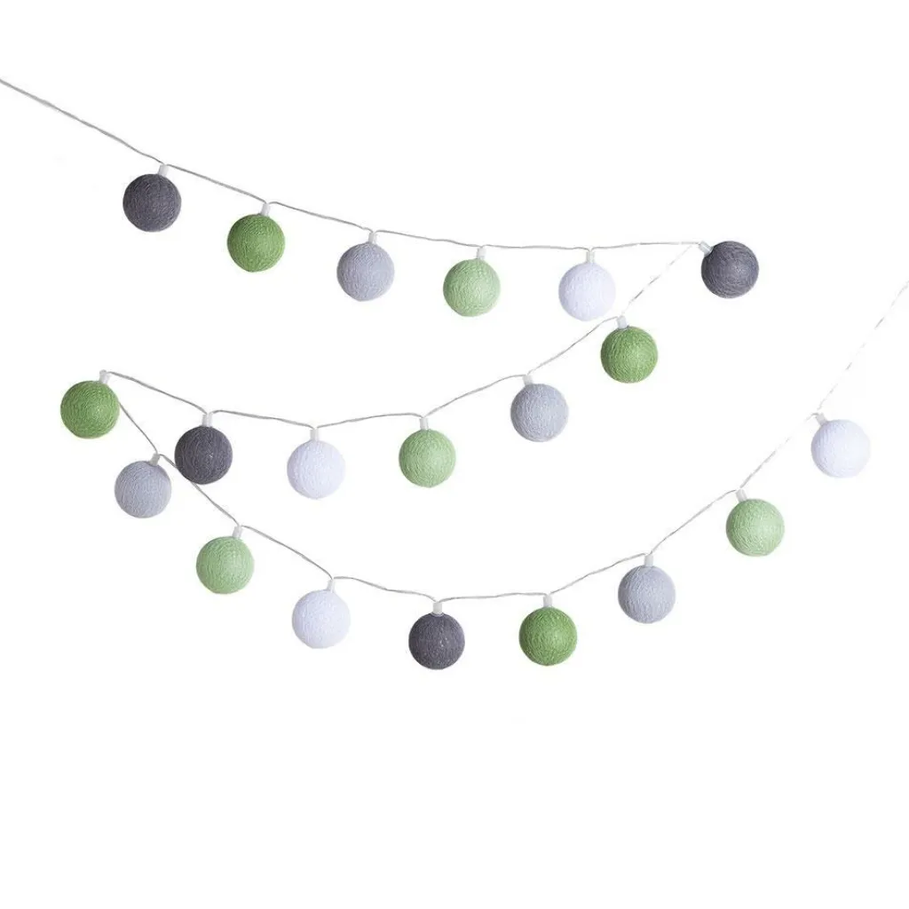 Verlichting|Verlichting 230 Volt-Cotton Ball Lights Outdoor lichtsnoer glamping green