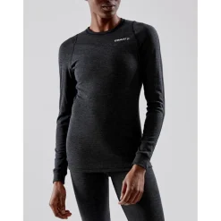 Thermokleding|Wintersport-Craft Core Wool Merino LS thermoshirt dames black