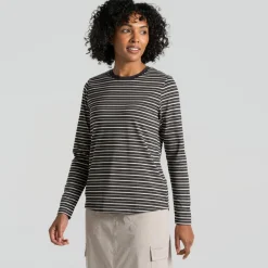 Outdoor Shirt-Craghoppers NosiLife Akona shirt dames charcoal stripe