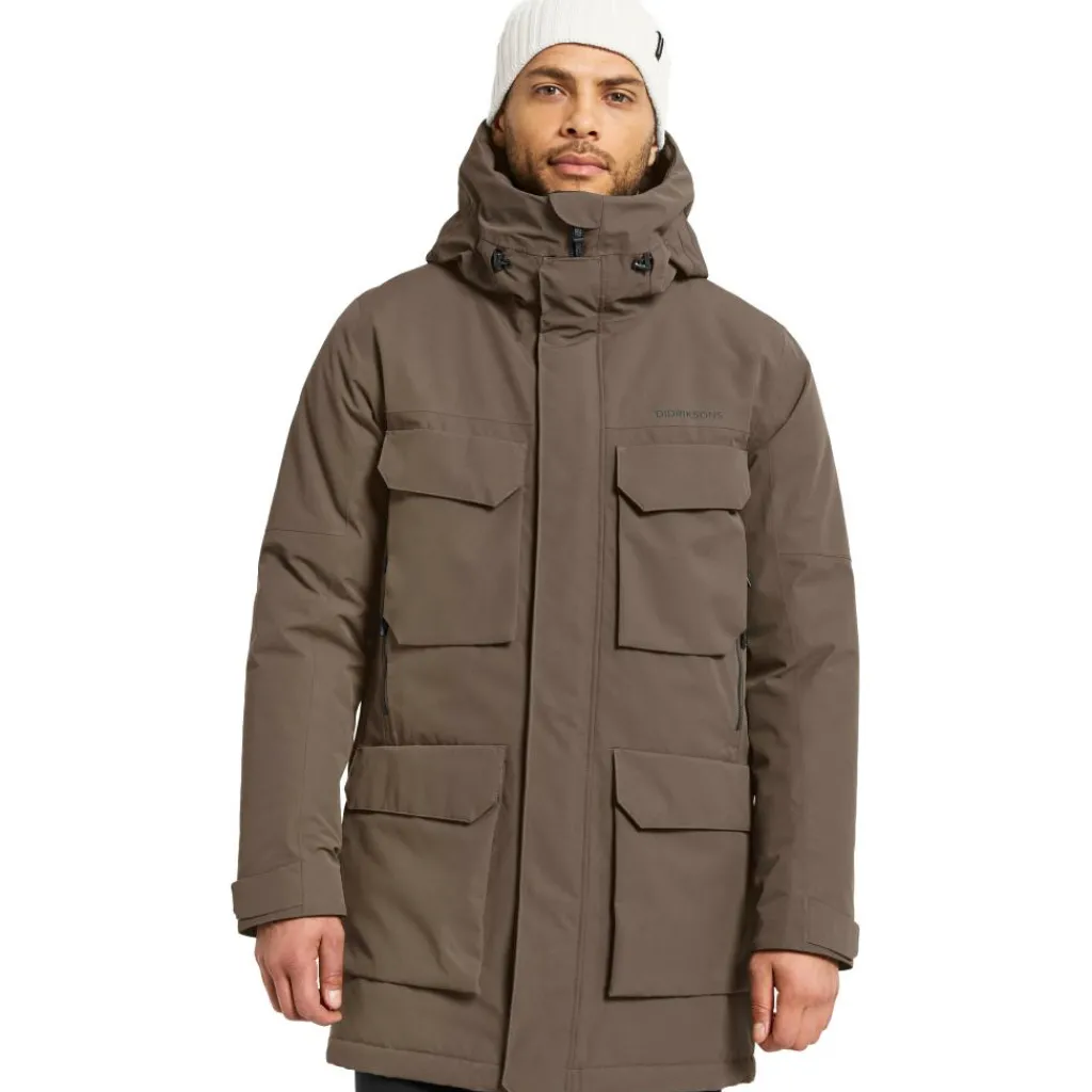 Didriksons Drew parka outdoor jack heren mocha brown< Outdoor Jack
