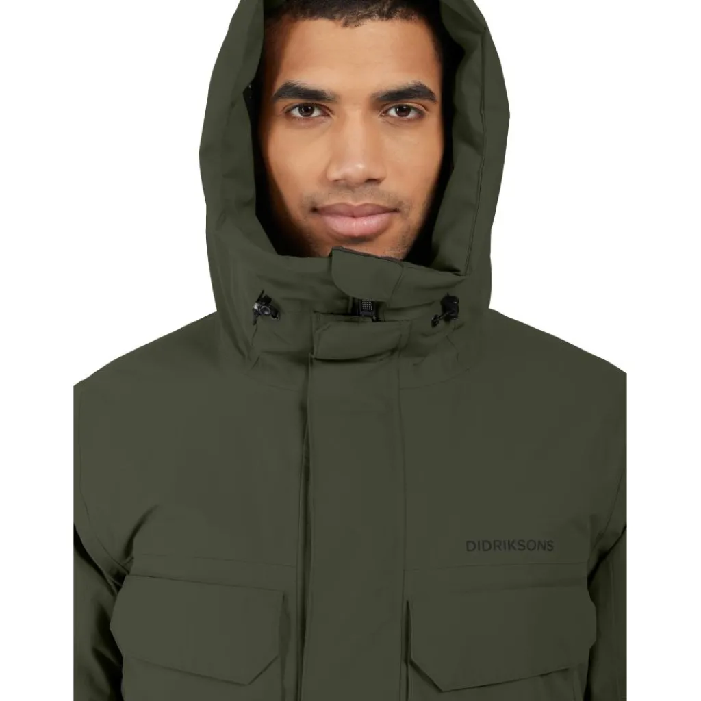 Didriksons Drew parka outdoor jack heren deep green< Outdoor Jack