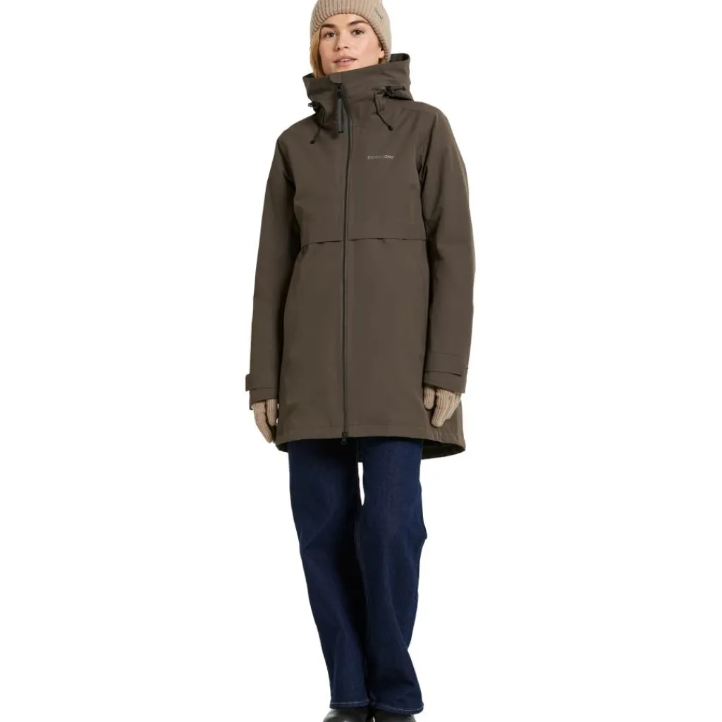 Didriksons Helle parka outdoor jack dames mocha brown< Outdoor Jack