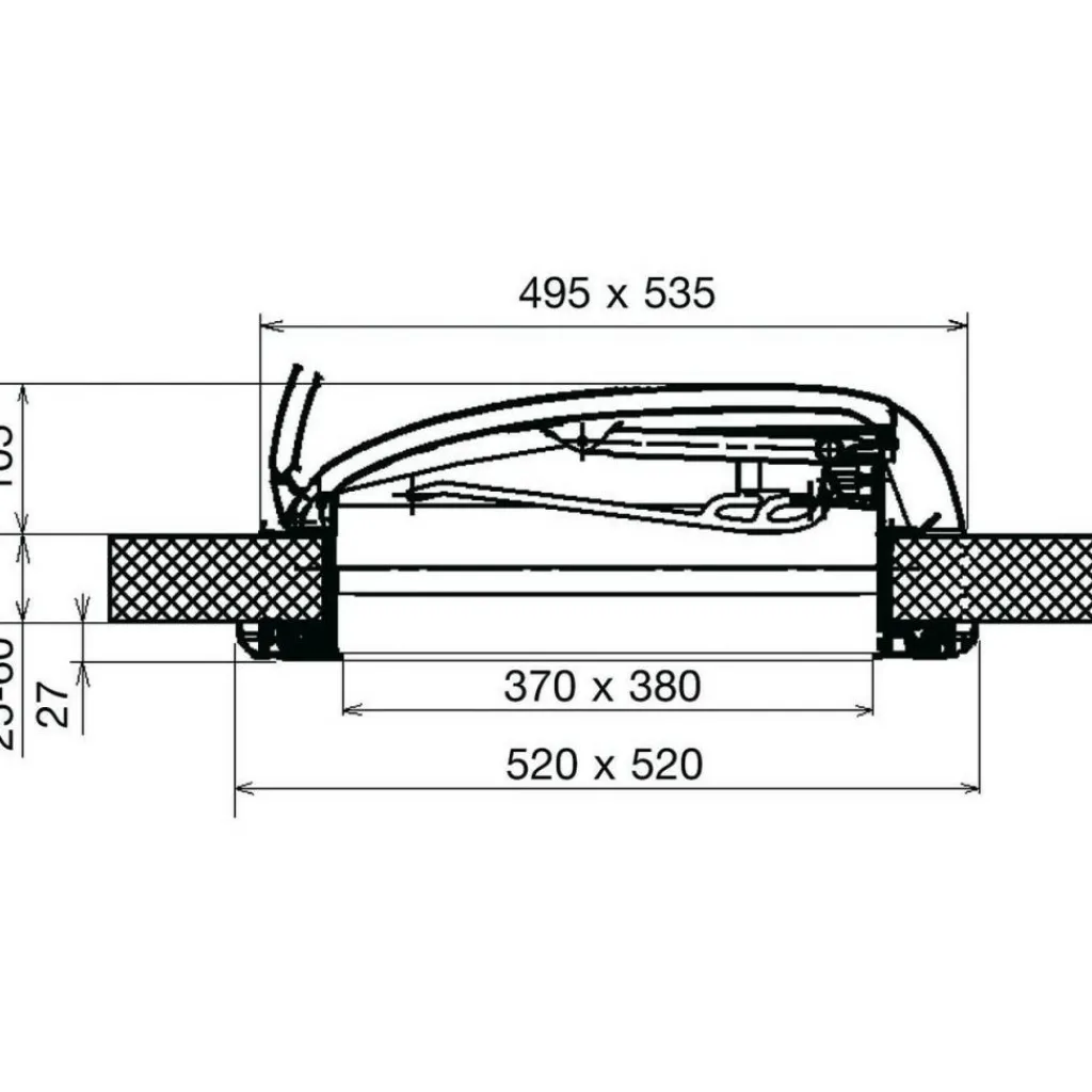 Dakluiken-Dometic Mini Heki Style dakluik met permanente ventilatie 43 - 60 mm