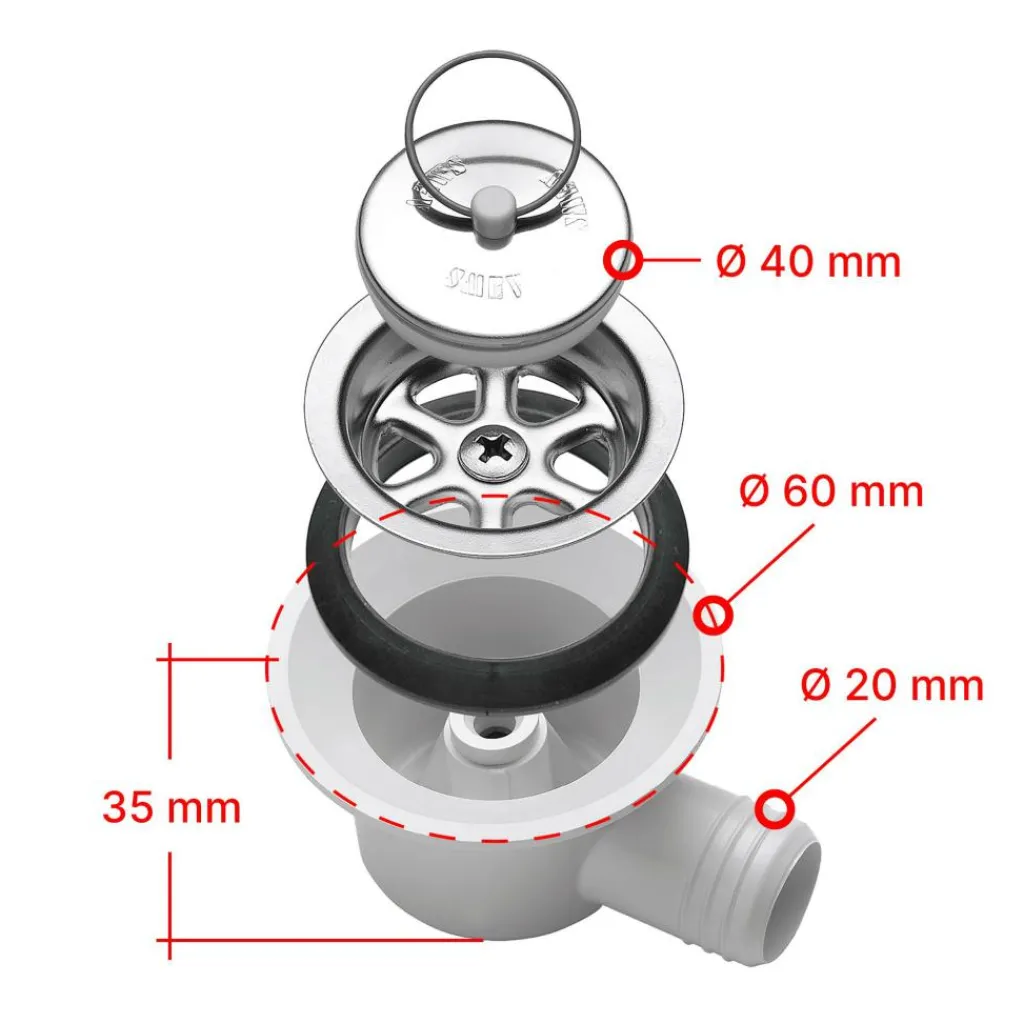 Dometic Smev haakse afvoerplug 20 mm< Tankdoorvoeren & Afvoerpluggen
