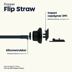 Dopper Flip Straw rietje black< Drinkflessen