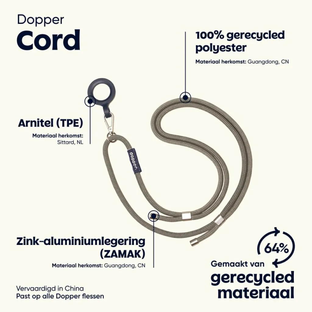 Drinkflessen-Dopper koord sandy black