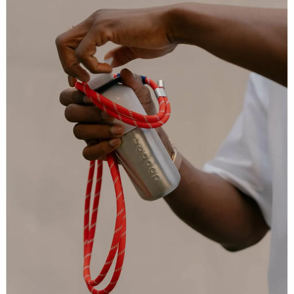 Dopper koord silver red< Drinkflessen