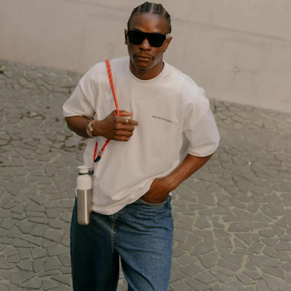 Dopper koord silver red< Drinkflessen