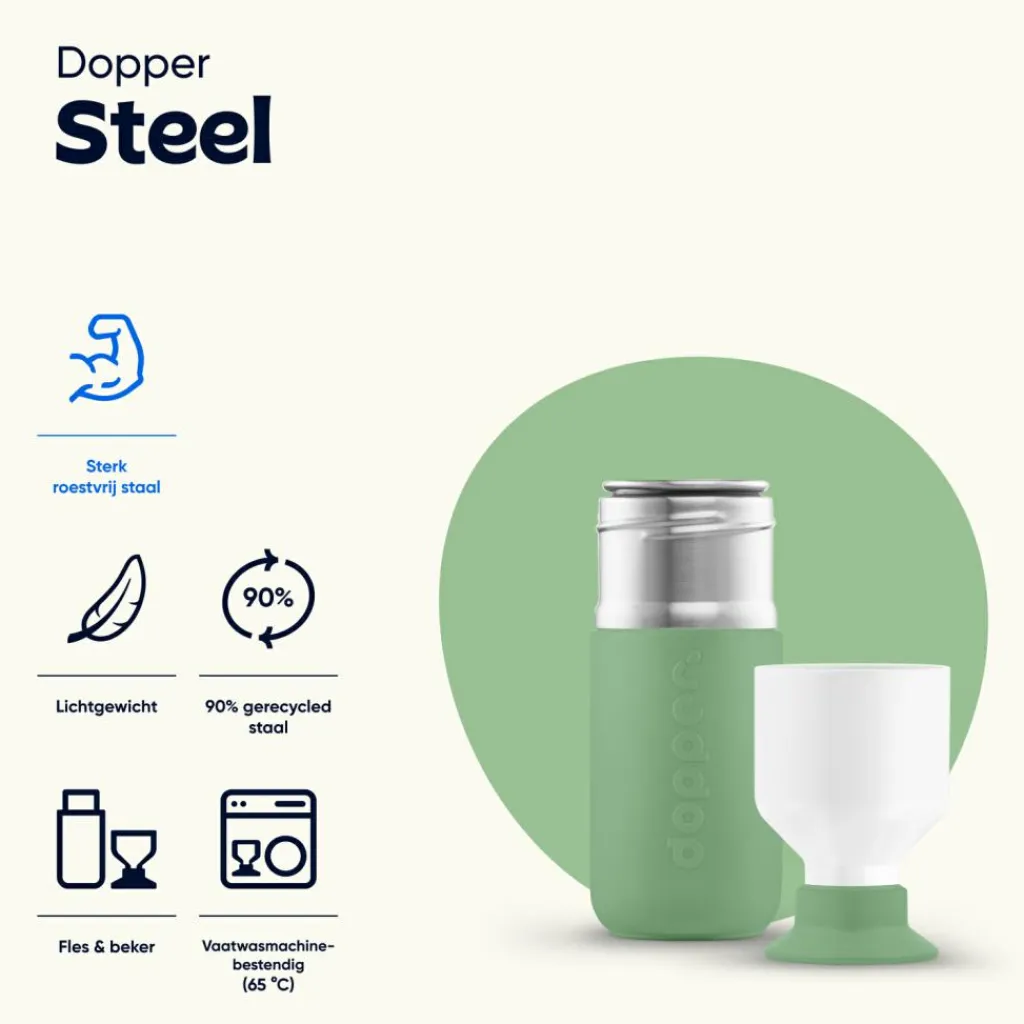 Drinkflessen-Dopper Steel drinkfles 350 ml fresh green