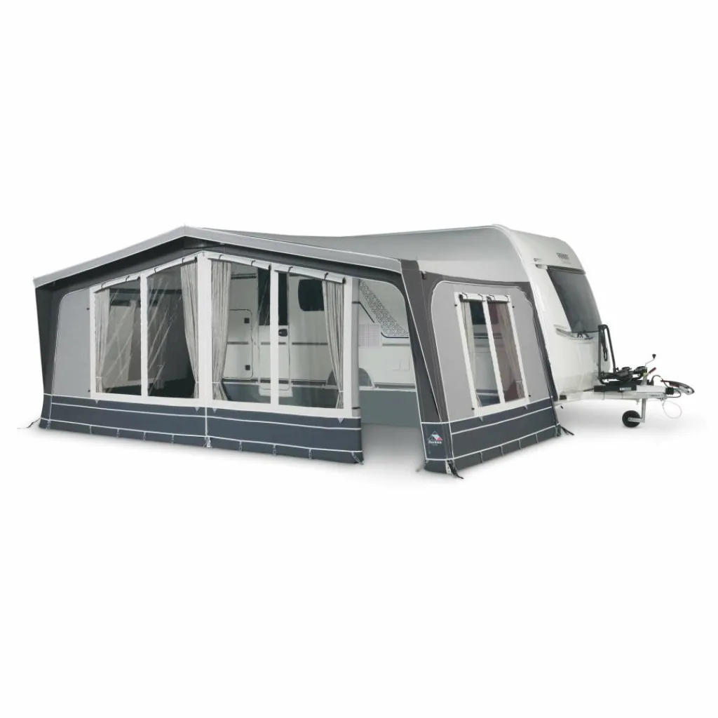 Voortent Caravan-Doréma Diamond XL270 De Luxe voortent 25 mm stalen frame antraciet