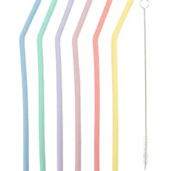 Dotz Gebogen Siliconen rietjes 6-pack multicolor< Accessoires