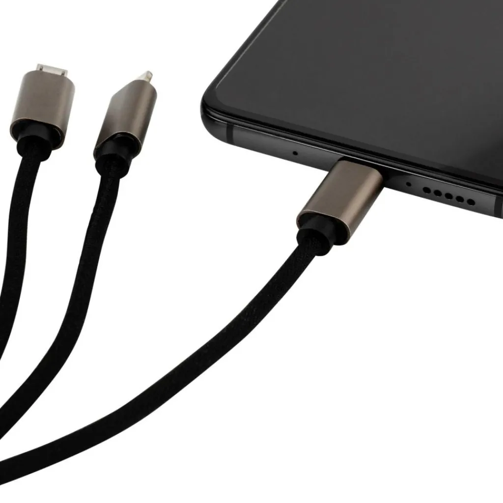 Accu's & Batterijen-Dörr USB Charging Cable 3-in-1 oplaadkabel 35 cm titan black