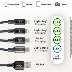 Accu's & Batterijen-Dörr USB-C 4-in-1 oplaadkabel 120 cm