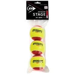 Tennisballen-Dunlop Stage 3 Red tennisballen 3-pack rood geel