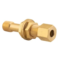 Gaskoppelstukken-DWS Rechte schotkoppeling 8 mm  x 1/4 links  buitendraad messing