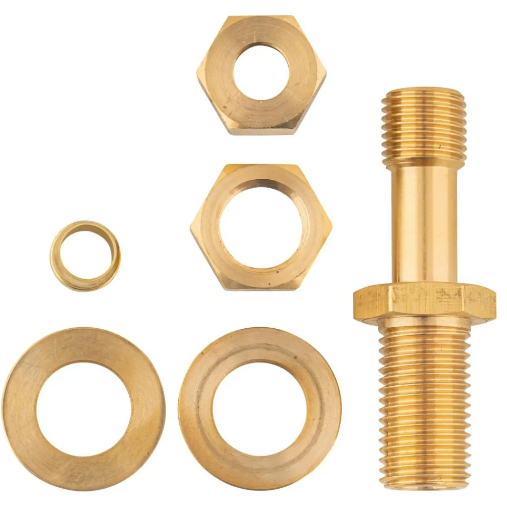 Gaskoppelstukken-DWS Rechte schotkoppeling 8 mm x 1/4 links buitendraad messing