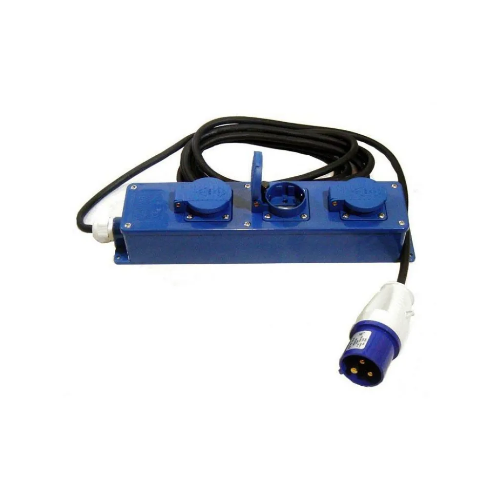 Camping Elektra-DWS 3-weg 230V CEE stekkerdoos 5 meter