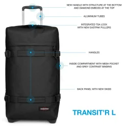 Koffersoorten|Fietsartikelen-Eastpak Transit'R L trolley 79 - 33 cm black