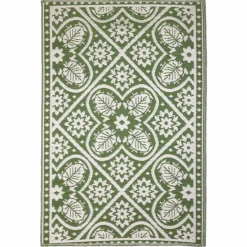 Buitenkleden &Amp; Tenttapijten-Esschert Design Bladeren buitenkleed 120 x 180 cm green white