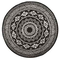 Buitenkleden &Amp; Tenttapijten-Esschert Design Rond buitenkleed ø 171 black white