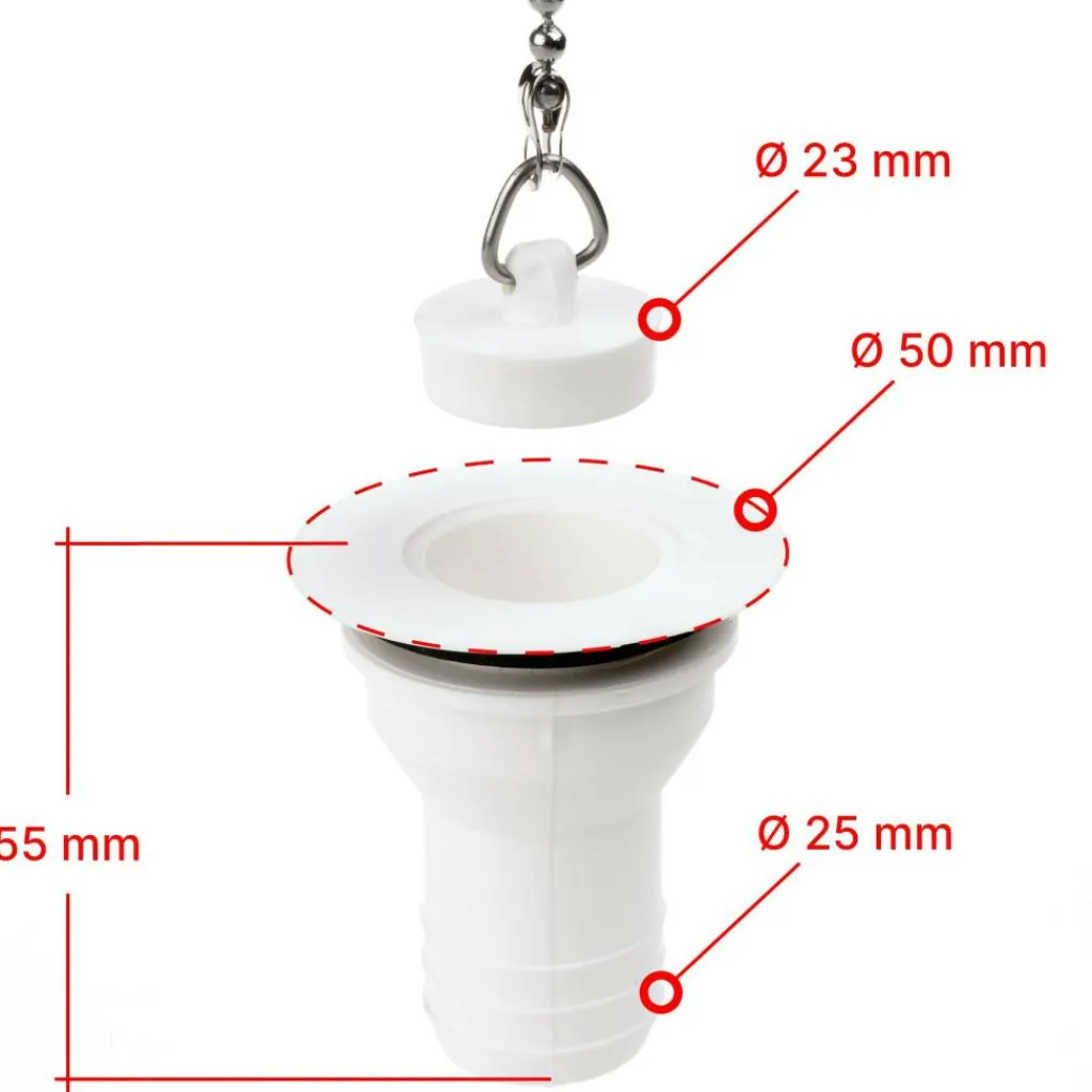Fawo Rechte afvoerplug 25 mm wit< Tankdoorvoeren & Afvoerpluggen