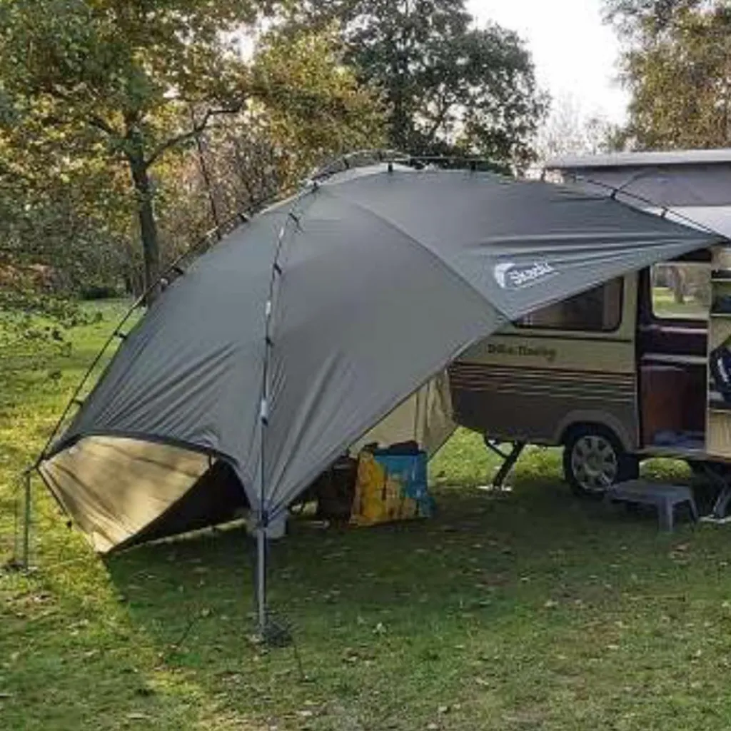 Tunneltenten|Koepeltenten-Femkes Rooftoptents Skadu Too luifel met zijwanden blue grey