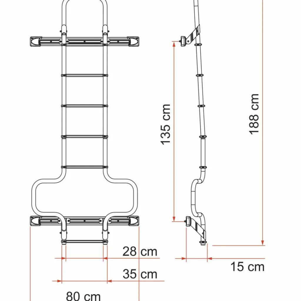 Fiamma Deluxe DJ H1 H2 ladder voor Ducato vanaf 2006 deep black< Ladders