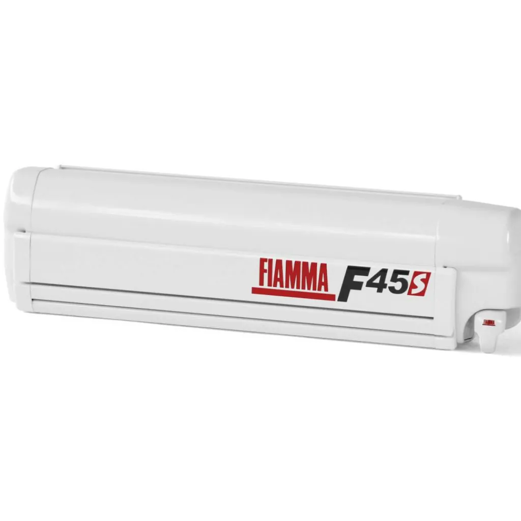 Fiamma F45 S 350 cassetteluifel polar white - Royal Grey< Cassetteluifels