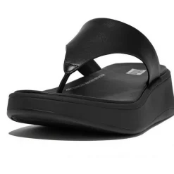 Slippers-Fitflop F-Mode Flatform Toe-Post slippers dames all black