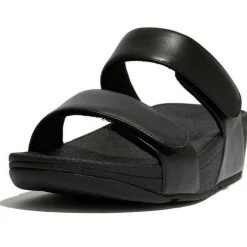 Slippers-Fitflop Lulu Adjustable Leather slippers dames all black