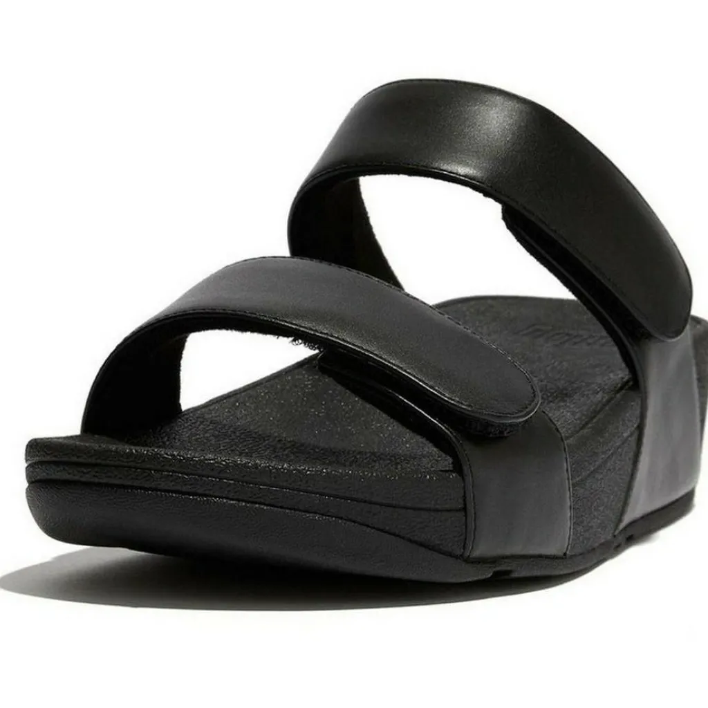 Slippers-Fitflop Lulu Adjustable Leather slippers dames all black