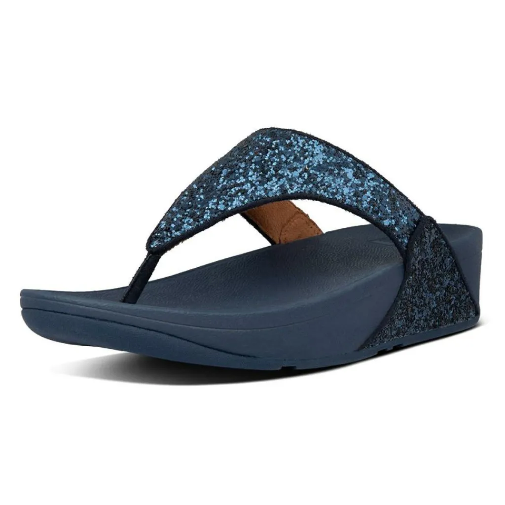 Slippers-Fitflop Lulu Glitter Toe-Thongs slippers dames midnight navy