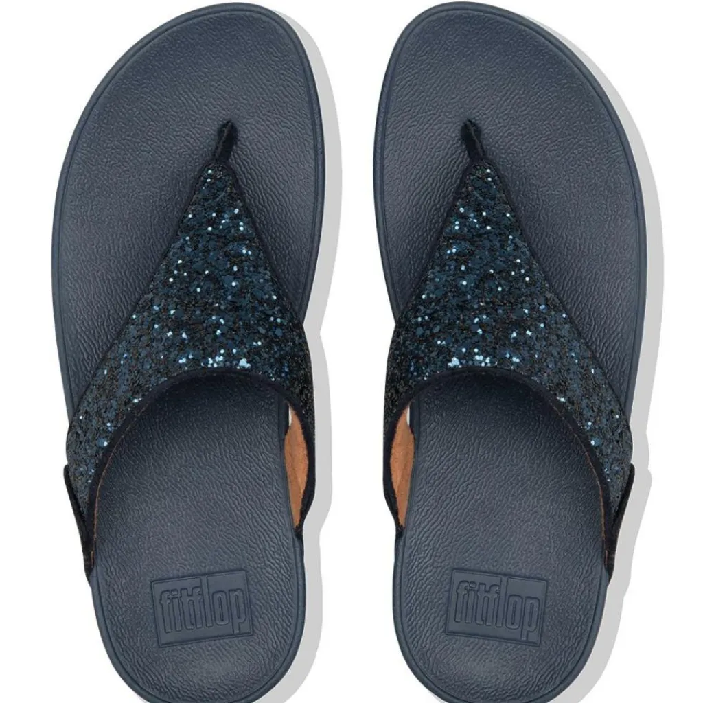 Slippers-Fitflop Lulu Glitter Toe-Thongs slippers dames midnight navy