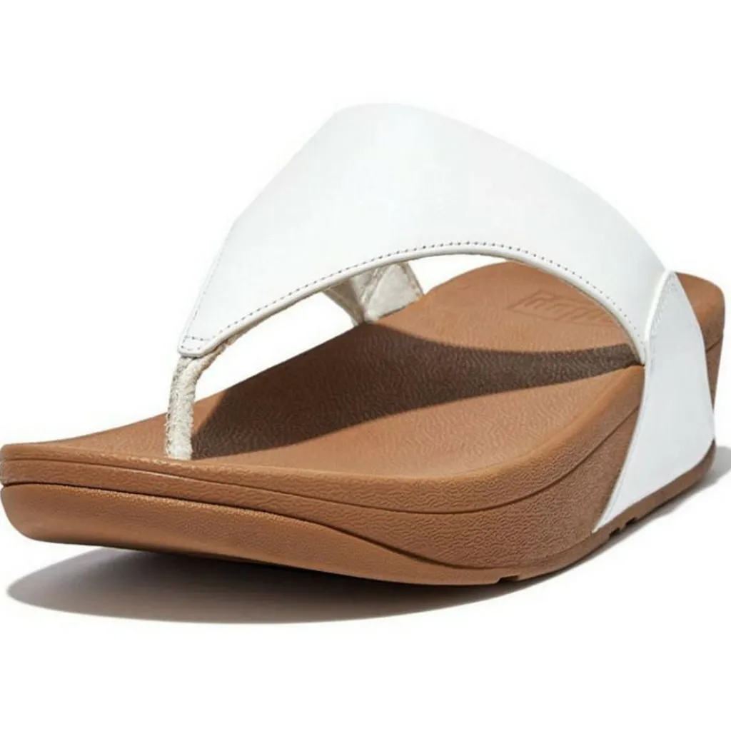 FitFlop Lulu Leather Toe-post slippers dames white< Slippers